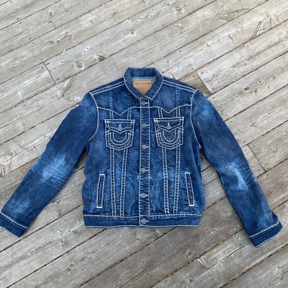 Vintage True Religion Jean Jacket Rope Stitch Jimmy Super T 1/2’ Denim Blue - Picture 5 of 11